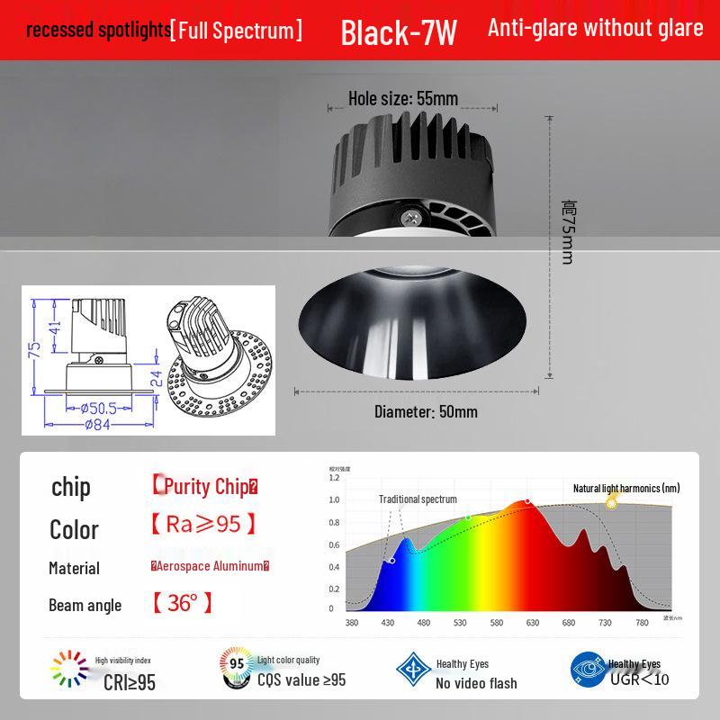 

High CRI Frameless Anti-Glare COB Spotlight for Home & Hotel 3000K