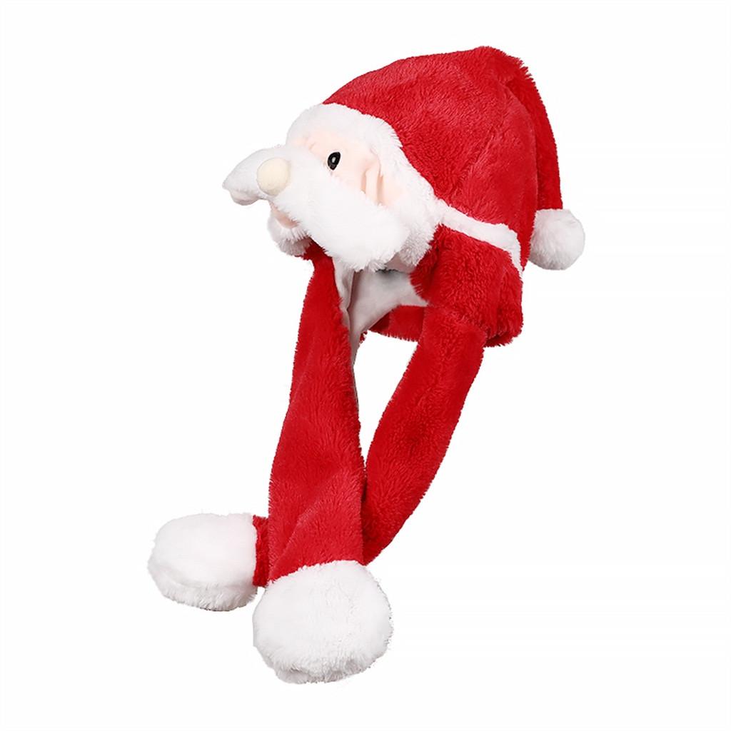 Santa Hat Ear Funny Plush Luminous Hat Cap for Women Girls Cosplay Christmas
