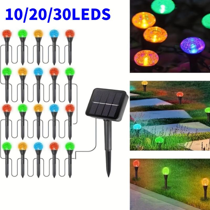 

30-10LEDs Solar Ball Lawn Lights Waterproof Solar Pathway String Light for Outdoor Garden Patios Trail Lighting Decoration 10LEDs
