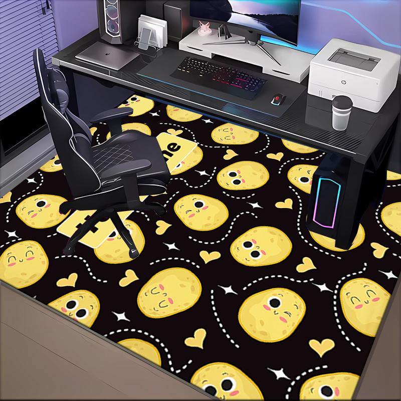1PC Custom Name Yellow Faces Theme Floor Mat Ideal for Living Room, Game Rooms, Office, Bedroom, Floor Mat Playful Design