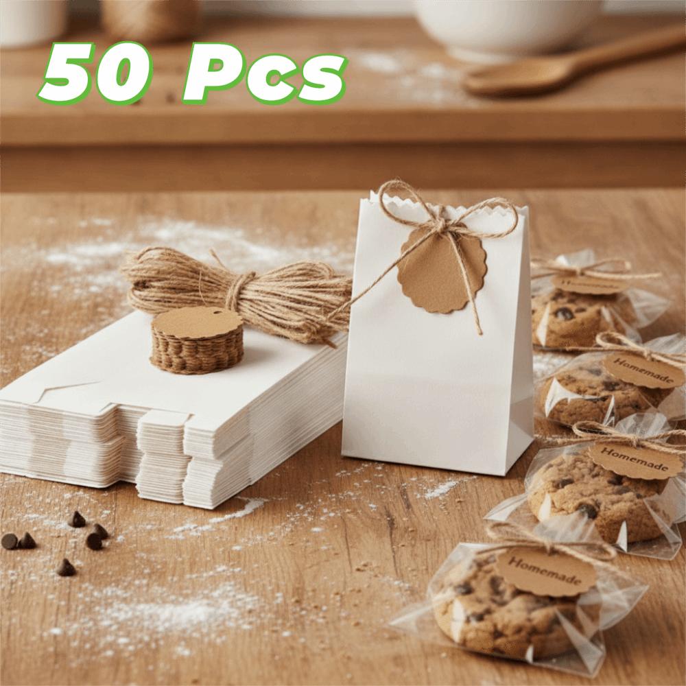 With Rope Tag Kraft Paper Gift Box Retro Birthday Party Favors Box Kraft Paper Cookie Bag  Wedding