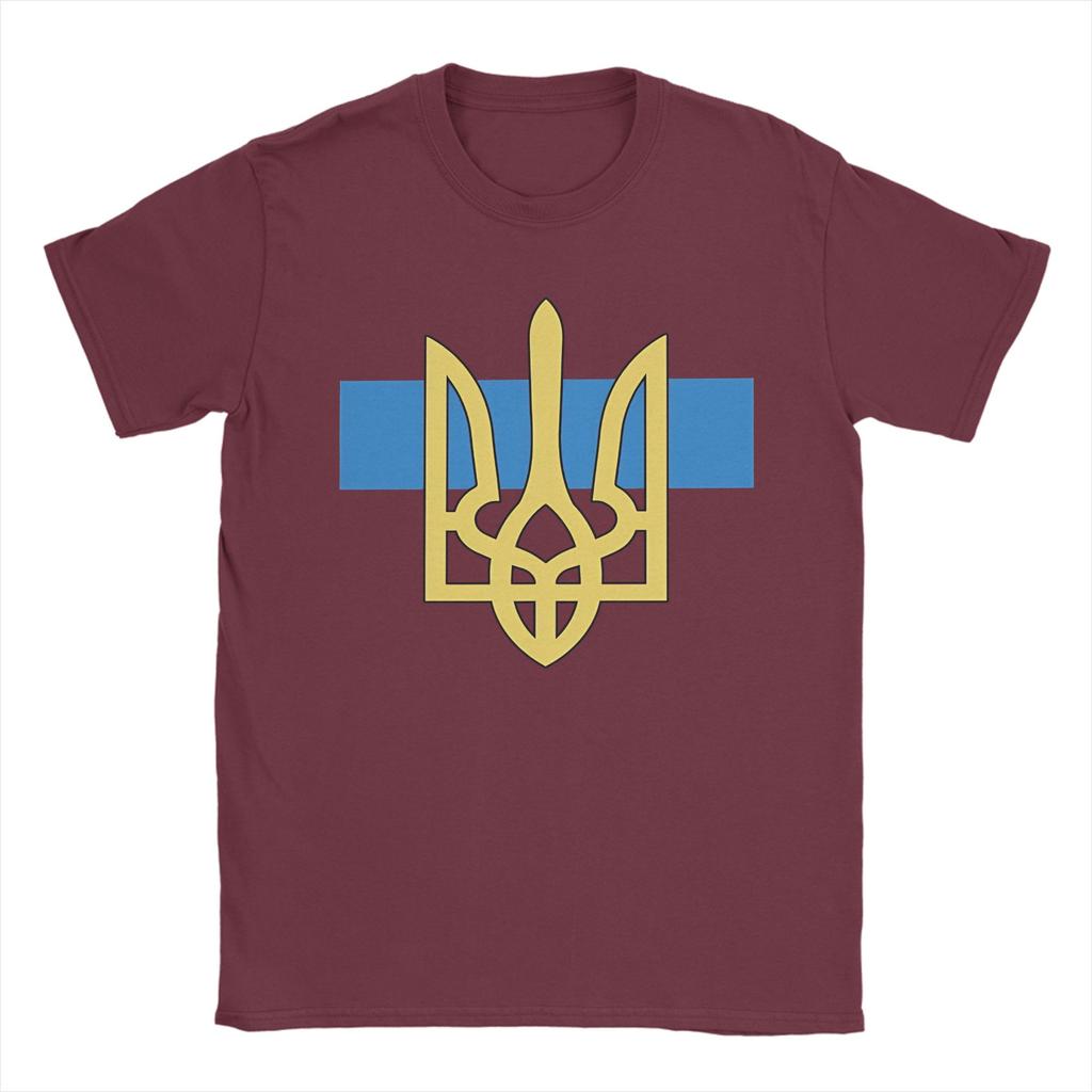 Ukraine Tryzub TShirt Men Vintage Cotton Tees Round Neck Short Sleeve T Shirts Plus Size Clothes