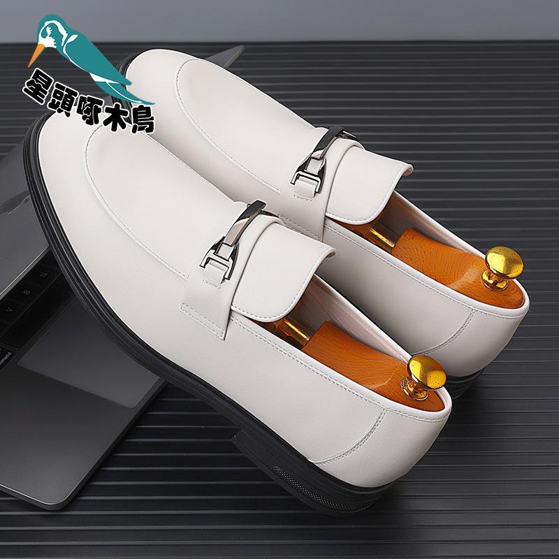 

Spring and Autumn Men s Business Pointed Leather Shoes British Foot Dress Small Black Shoes Leather Surface One Pedal 44