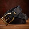 Genuine Leather Thickened Retro Cowhide Men's Belt - Handmade, Embossed, Casual, Versatile Jeans Waistband