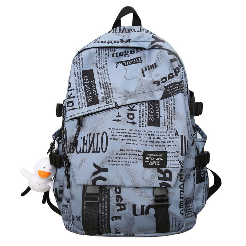 Letter Unisex Graffiti Backpack With Multiple Pockets For School And Campus