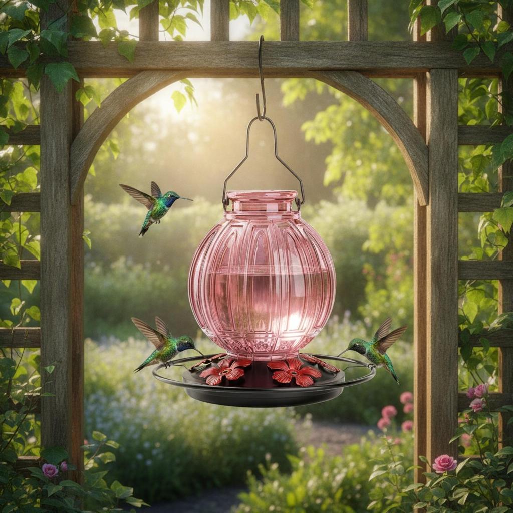 Handmade Glass Nectar Feeder Outdoor Easy to Refill for Bird Watchers,