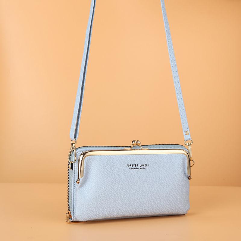 Mobile Phone Bag Female Litchi Grain Messenger Bag Student Versatile Dual-purpose Purse Fashion Makeup Bag Mini Bag