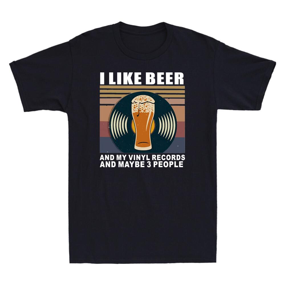 I Like Beer And My Records And Maybe 3 People Funny Unisexs Short Sleeve TShirt