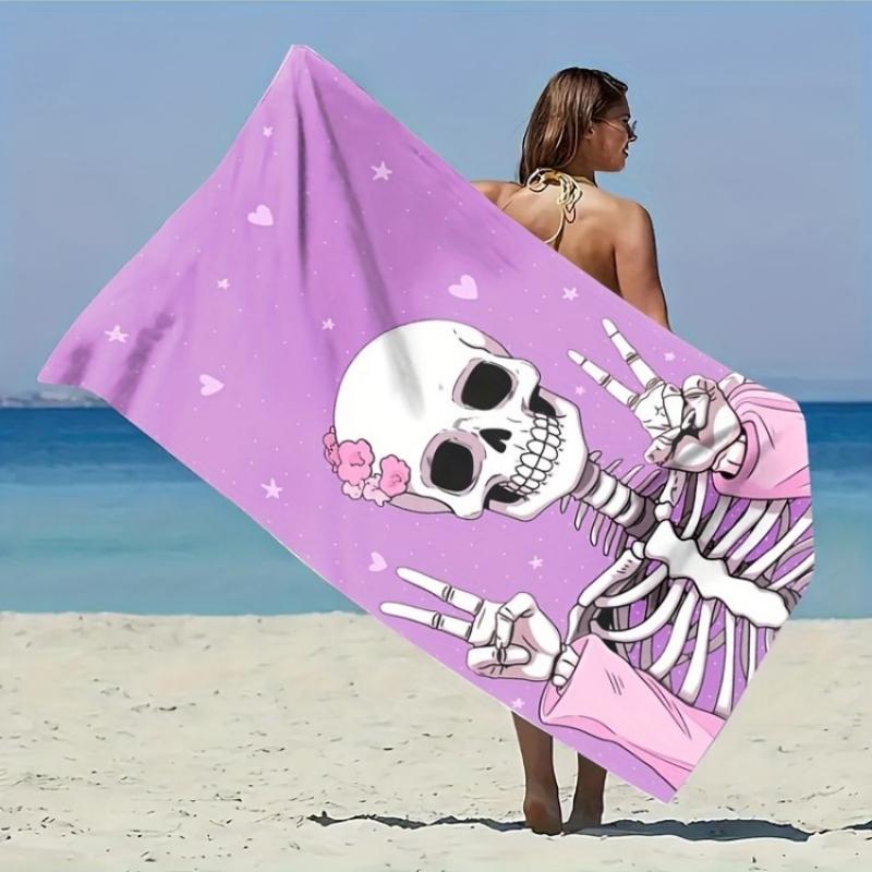 

1pc Skull Pattern Beach Towel,Suitable for Seaside,Swimming Pool,Bathroom,Camping Travel, Yoga Fitness Multi-Purpose Beach Towel W30*H60(CM)