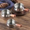 50/100/150ML Edelstahl Saucenschale mit Holzgriff V-förmige Öffnung Espressotasse Gewürze Salatdressings Dippschale
