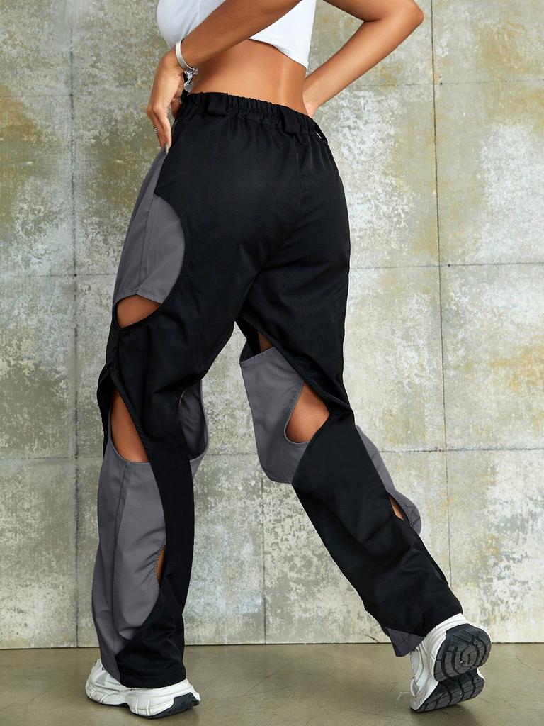 Rose Beauty A Rave Two Tone Cut Out Cargo Pants