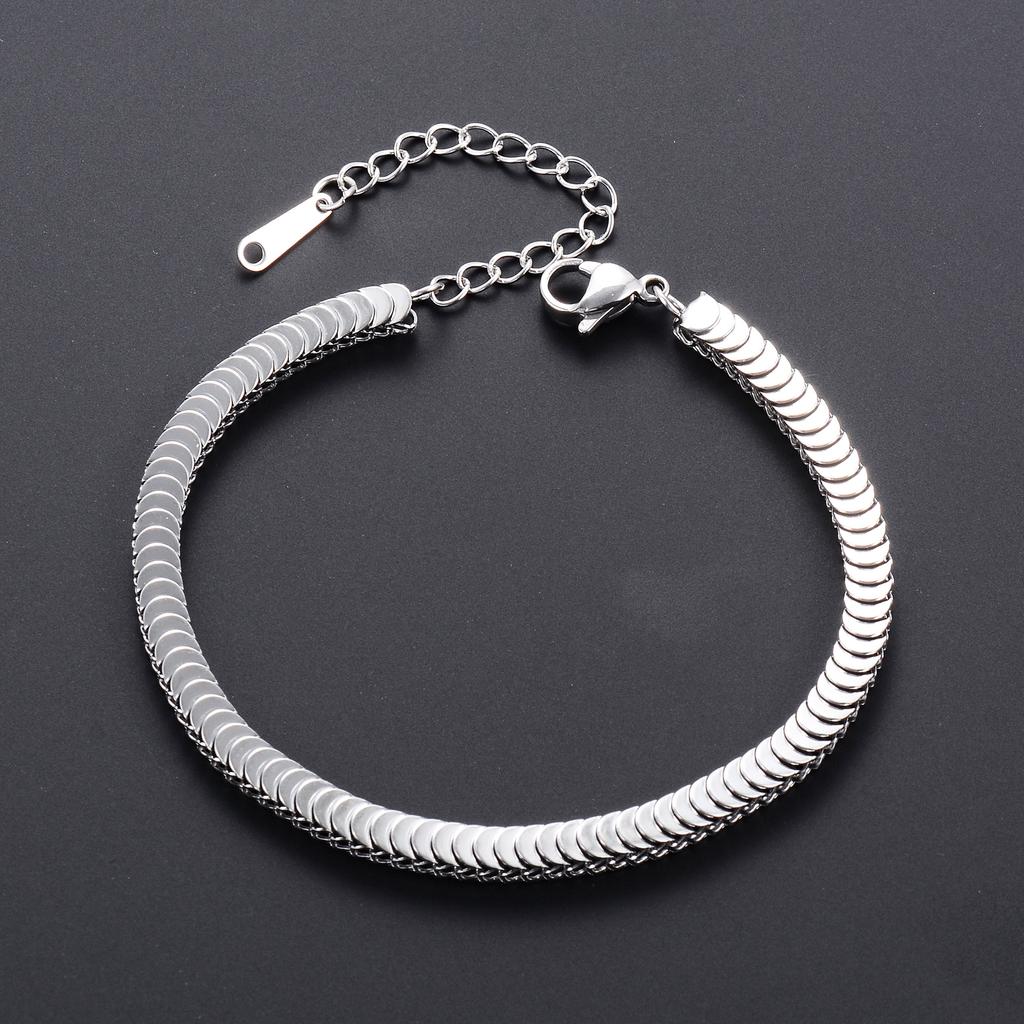 Cute Stainless Steel Fish Scale Bracelet Chain for Women Men Hand Foot Ankle Chain Bangle Wristband Anklets Metal Summer Jewelry