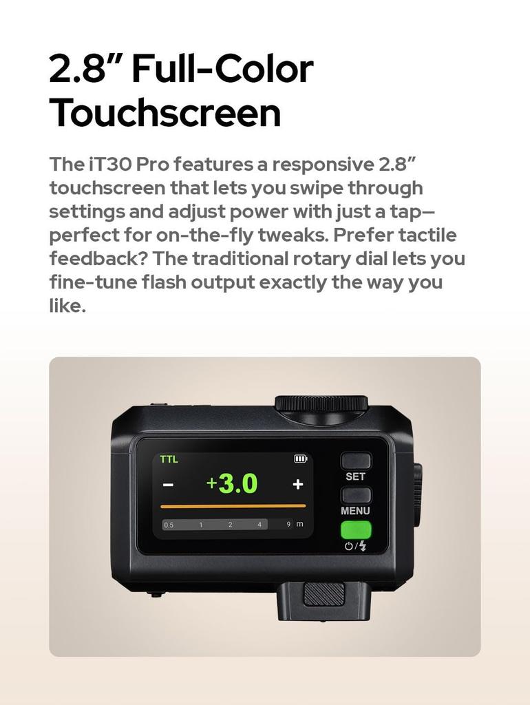 Godox iT30Pro S Camera Flash Touch Power Recovery Lightweight Design with Charging 560 Full Flashes Light Control Diffuser for Sony TTL-Compatible