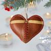 Vintage Football Heart Hanging Decoration Handmade Faux Leather Love Heart Shaped Football Hanging Ornament Sports Fans Collectible Gift