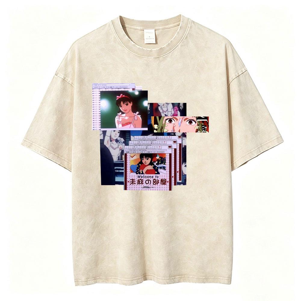 Anime Perfect Blue Mima Kirigoe Vintage Washed TShirt Men Women Clothing Fashion Aesthetic Short Sleeve Oversized T Shirts Tops
