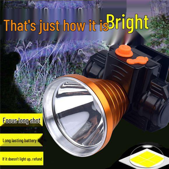 Rechargeable LED Headlamp – High Brightness, Long-Throw, Outdoor, Night Riding, Fishing, and Mining Flashlight.