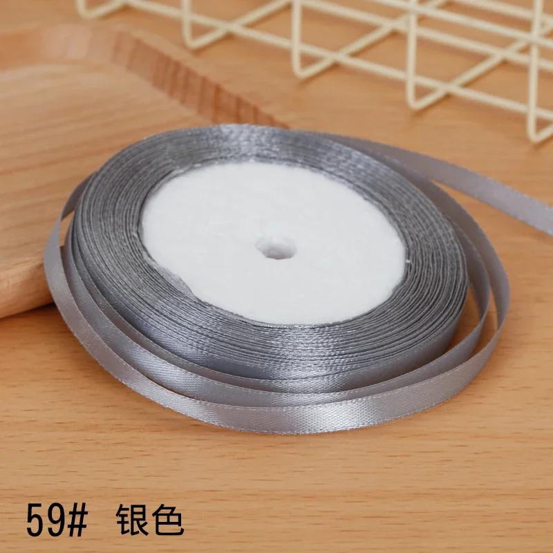 6mm Satin Ribbon DIY Artificial Silk Material Christmas Halloween Wedding Birthday Party DecorationHandmade Bows Gift Wrapping