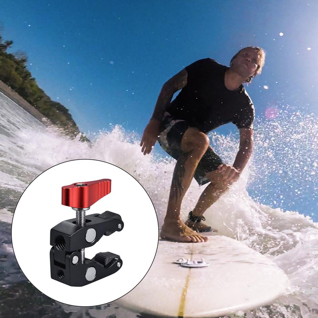 Camera Clamp Mount Photography Support Arm Clamp 1/4 and 3/8 Screw Holes Durability Camera Mount Clamp