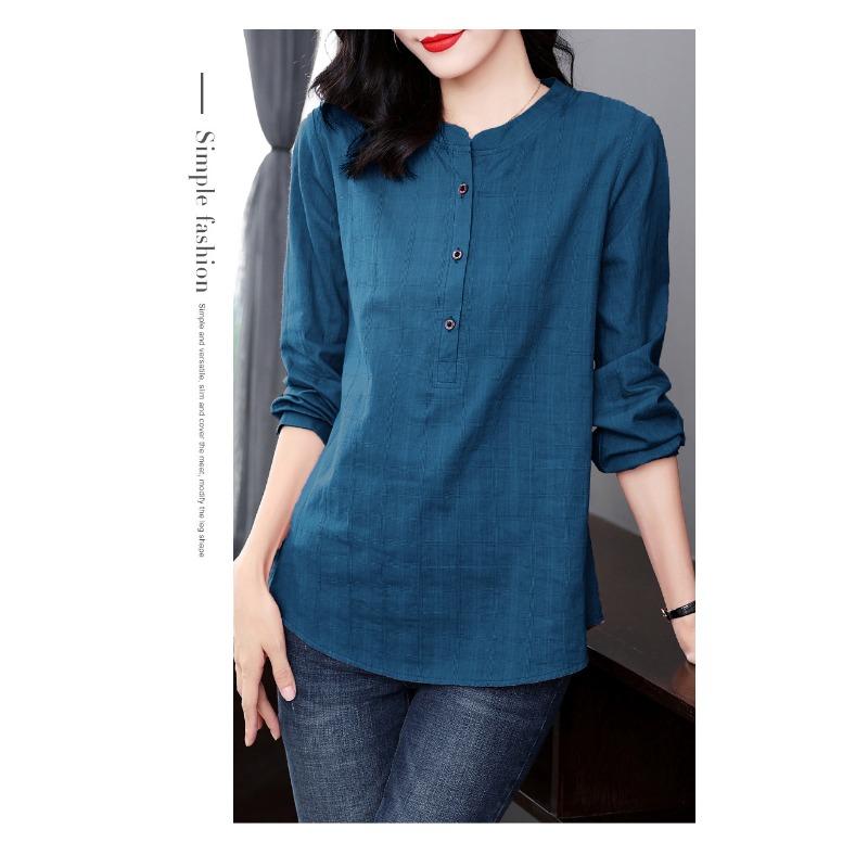 Plus Size Women S Long Sleeve Loose Cotton Mid Length Shirt