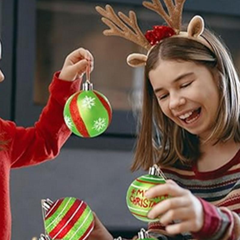 12Pcs/set Christmas Tree Balls Ornaments Holiday Decor Glitter Ball Ornaments For Christmas Tree Wall Hanging Decoration