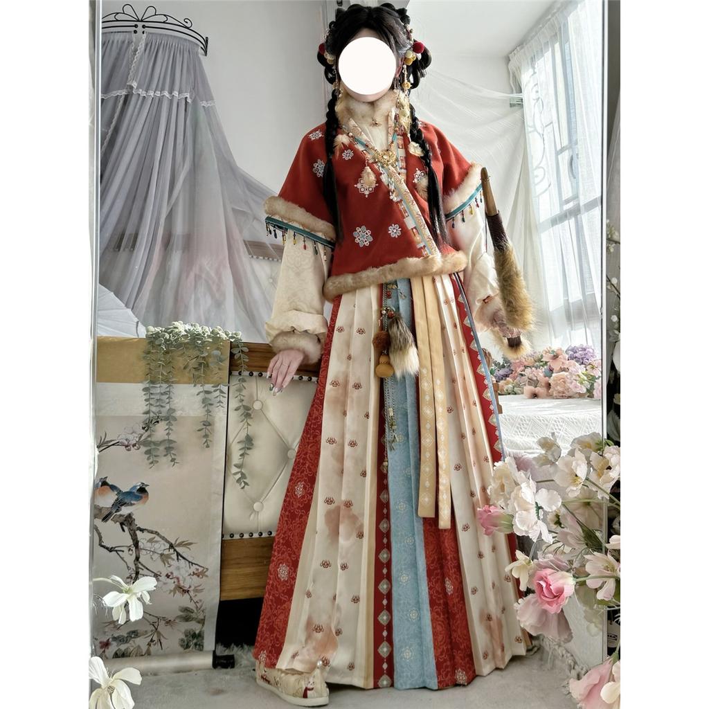 Hanfu in stile dinastia Tang cinese Fornisce alle donne Completi Invernali Spessi per l'Uso Quotidiano