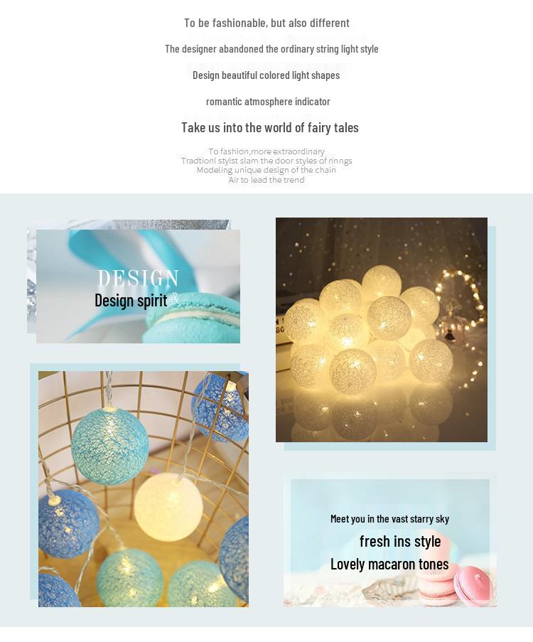 USB LED Cotton Ball String Lights - Christmas Holiday Starry Sky Decorative Flashing Lights