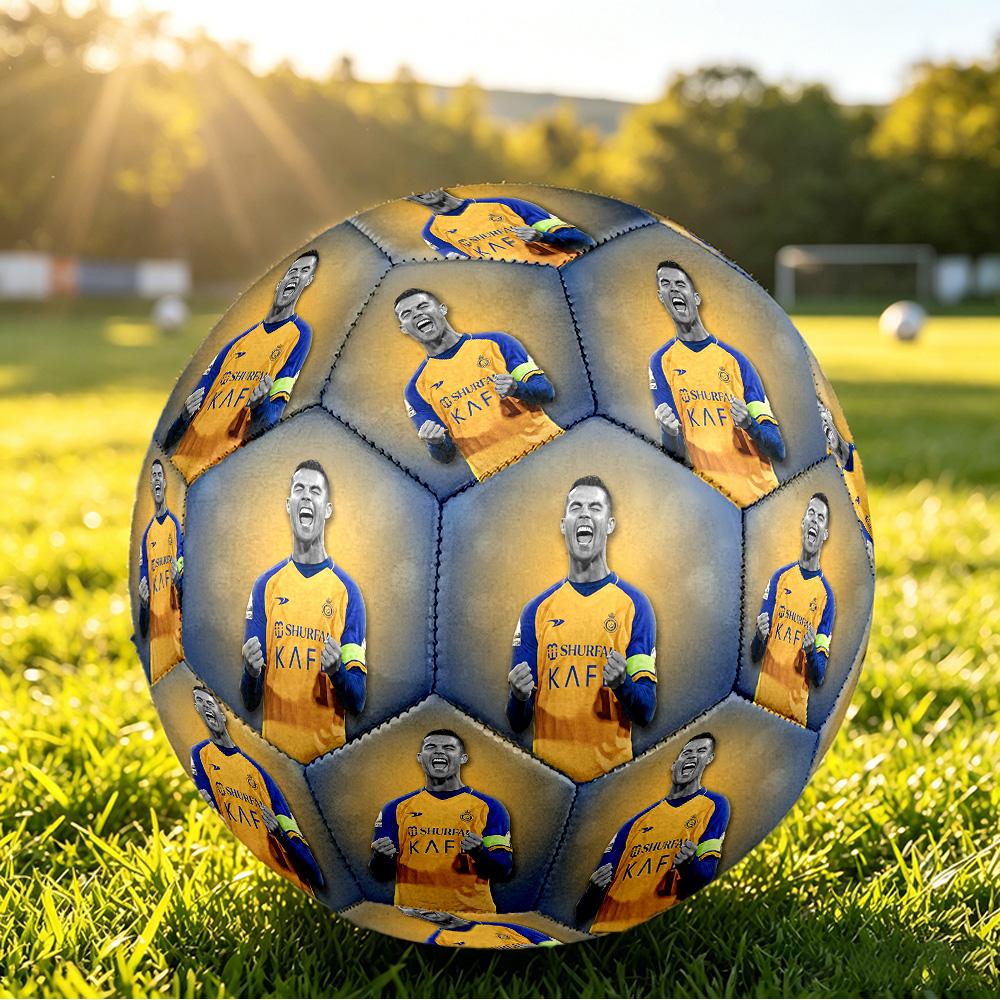 Cristiano Ronaldo Printed Size 5 Soccer Ball Wear Resistant Standard Adult Training Football Fan Gift for Indoor Outdoor Match Sports
