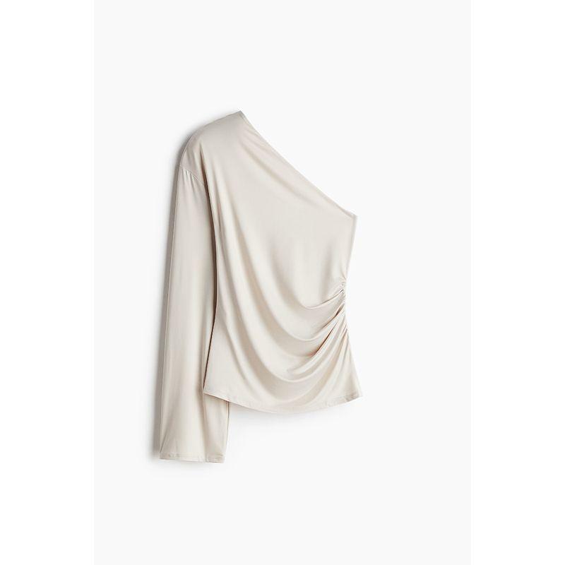 

HM Women s Clothing Autumn Pendant One Shoulder Tops 1266211 Light Beige 170/104