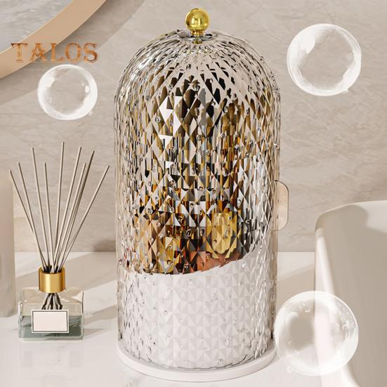 Toothbrush Holder with Cover Cosmetic Storage Box Organizer Dustproof 360-Degree Rotating Toothbrush Makeup Brush Holder