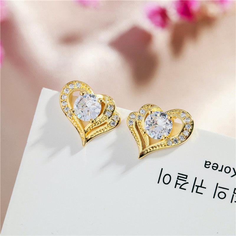 Wholesale New Heart Valentine's With Gift Stud Heart-shaped Girl Earring Zircon Wholesale New Heart Valentine's With Gift Stud Heart-shaped Girl Earring Zircon