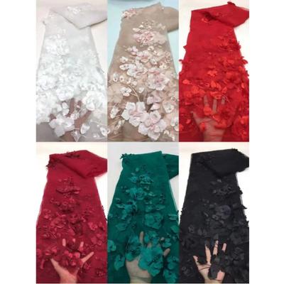 3D Embroidered Flower Mesh Fabric for DIY Sewing Embroidered Lace Clothing Wedding Dress Embroidery Clothing Fabric 5yard