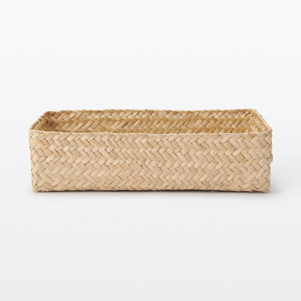 MUJI Seagrass Wickerwork Organizer 15cm W X 25cm D X 7cm 83411923 Basket, Medium, Rectangular, Approx. H,