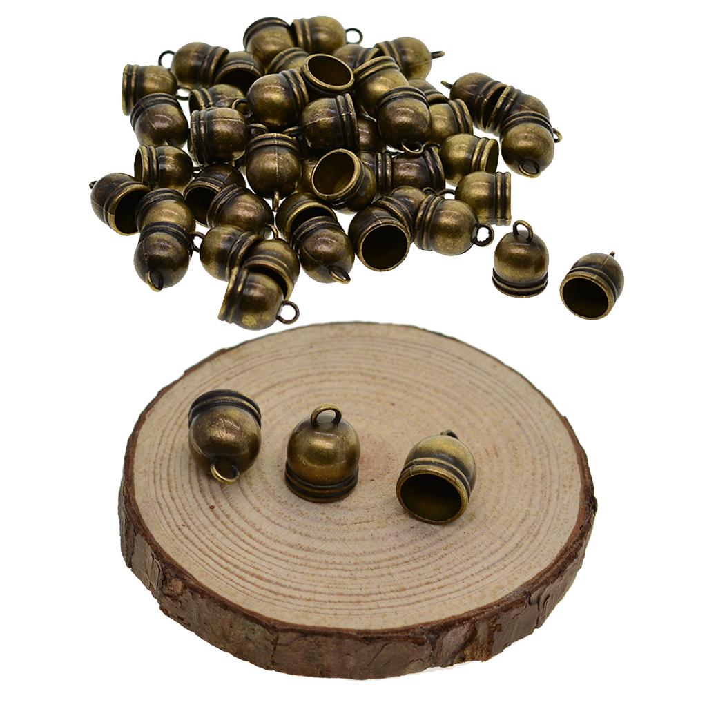 50pcs 10mm Bell End Cap Mesh Kumihimo Cord Tassel DIY Making Black