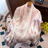 Luxury Brand 100% Real Silk Scarf Women Designer Shawls and Wraps Elegant Floral Print Pashmina Soft Long Scarves Femme Hijab