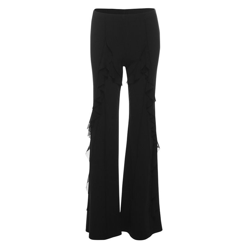 

# Sisjuly# Modern Retro Style Line Decoration High-Waisted Bootcut Pants Women s Ribbon Silm Slim Looking Casual Pants Black S