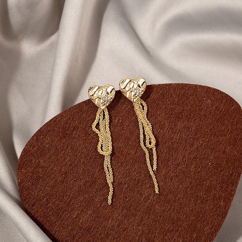 Irregular Liquid Metal Butterfly Flash Diamond Earrings, Asymmetrical Long Cold Wind Lava Water Drop Earrings
