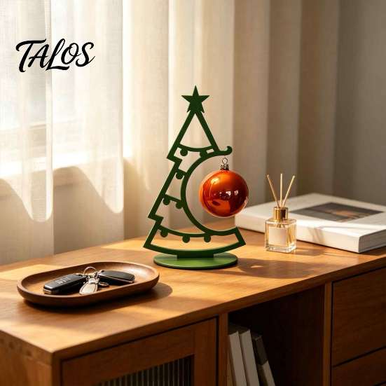 Sturdy Desktop Christmas Tree 3D Printed Ornament, Decorative Hollow Figurine with Window Display Props Stable Base for Home Office Holiday