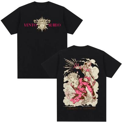 Camiseta de Anime Jojo's Bizarre Adventure Giorno Giovanna Camisetas Gráficas de Manga Ropa para Hombre y Mujer Algodón Tallas Grandes Conjuntos de Pareja