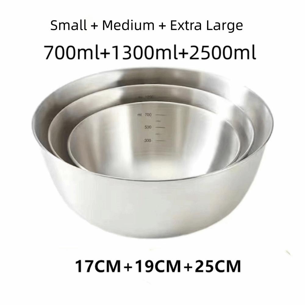 3Pcs Large Capacity Mixing Bowls Stackable Baking Food Storage Containers Cooking