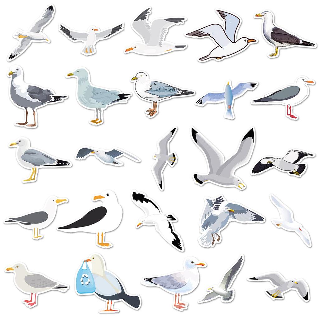 50 Seagull Cartoon Animal Stickers: Waterproof Decorations for Thermos Cups & Notebooks