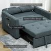 Loveseat Sofa Bed, Convertible Bed Settee with 2 Pillows, Side Pockets, Charcoal Grey