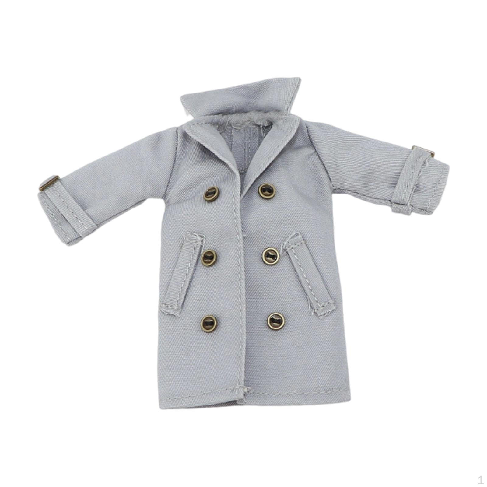 

1/ Figure Clothes Miniature Clothing Trench Coat Trendy Costume Accessories for 6 Female Figures сірий колір