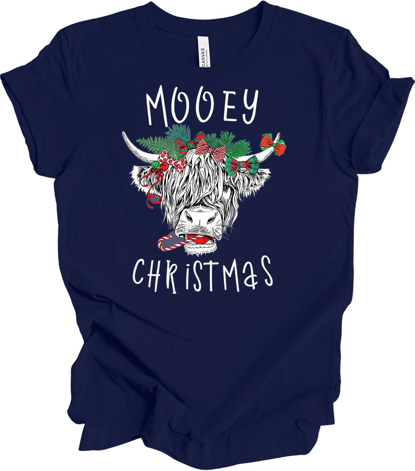Mooey Christmas Cow Shirt - Funny Highland Cow Xmas Tee L