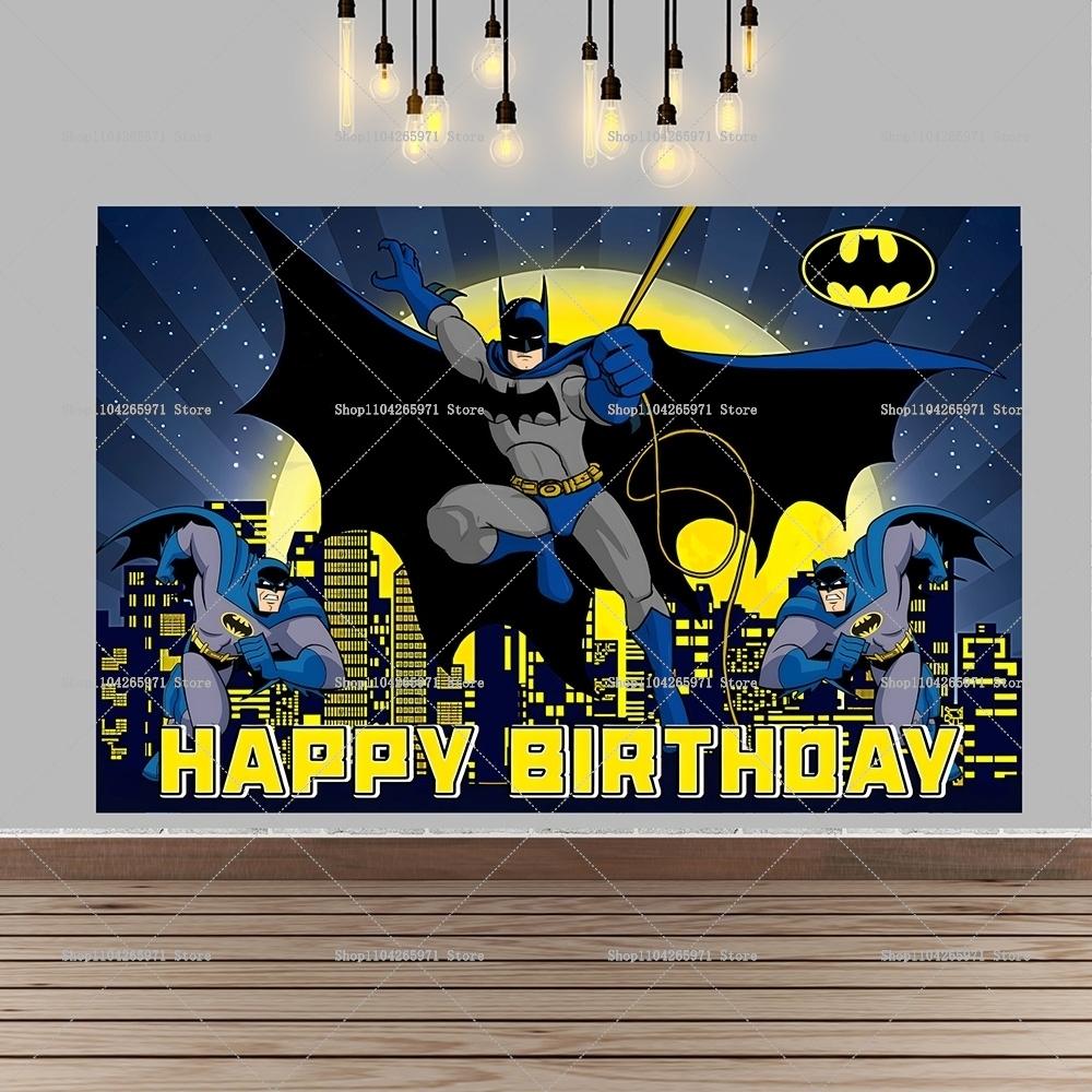Cartoon Batman Super Hero Backdrop Gotham City Theme Kids Boys Birthday Party Decor Baby Shower Photography Background