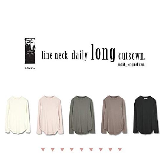 Andit Neck Daily Long Sizes and Made in 12 Size L Be-Line Top, M, L, LL, Japan, Ivory,
