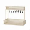 2Tier Storage Rack with Hooks Metal Countertop Organizer Compact Black Walnut