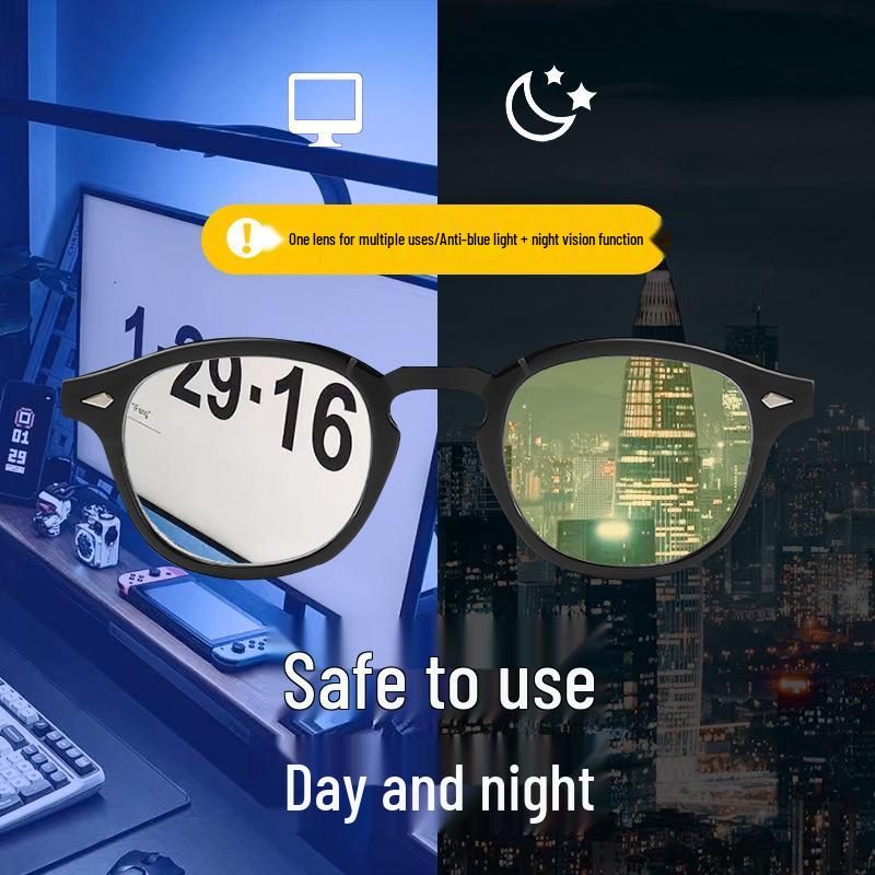 Y006 Unisex Night Vision Anti-Blue Light Glasses for Gaming and Screen Use, Yellow Flat Lenses