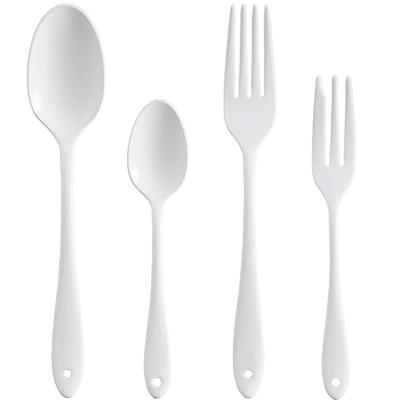 Nagao Tsubamesanjo Enamel Dinner Cutlery Set of 4 White Made In Japan