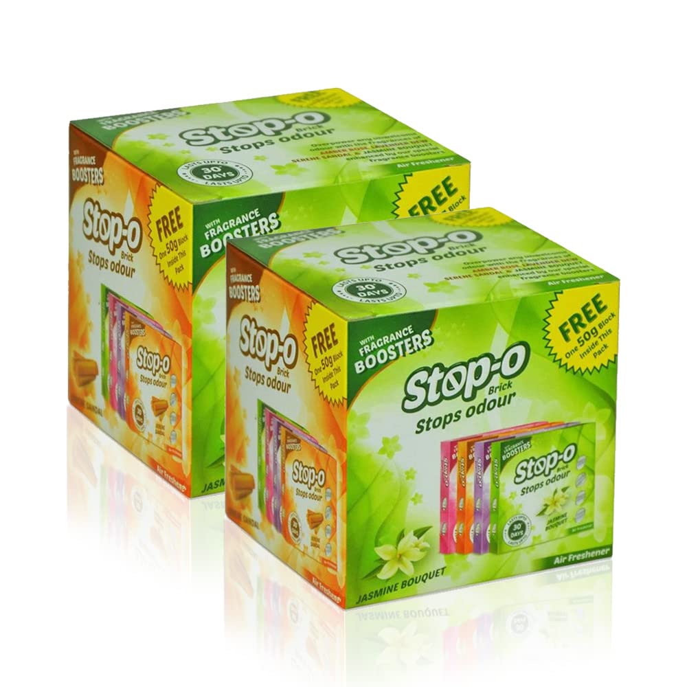 

Stop-O 4-in-1 Scented Bathroom Air Freshener Blocks Assorted Pack of 2 X 200g Long-Lasting