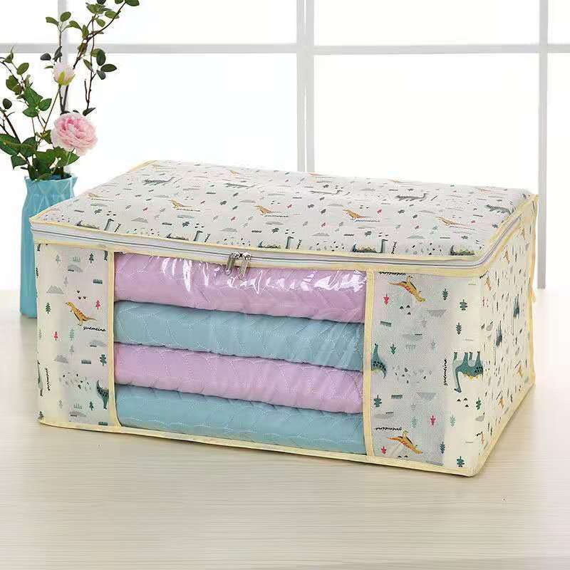 1PCS Storage Bag Non-woven Transparent Window Clothes Organizer Bag for Easy Folding Household Goods